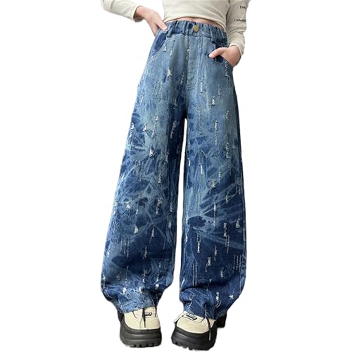 Betadog Girls High Waisted Cargo Jeans Straight Wide Leg Baggy Jeans Loose Denim Cargo Pants Trousers