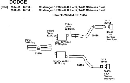 Image of Dynomax 36459 Exhaust Pipe Spout for Dodge Challenger | 304 Stainless Steel, Slant-Cut Design