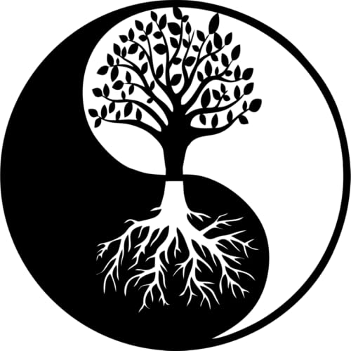 Metal Wall Art, Tree of Life Wall Art, Yin Yang Decor, Living Room Wall Decor, Interior...