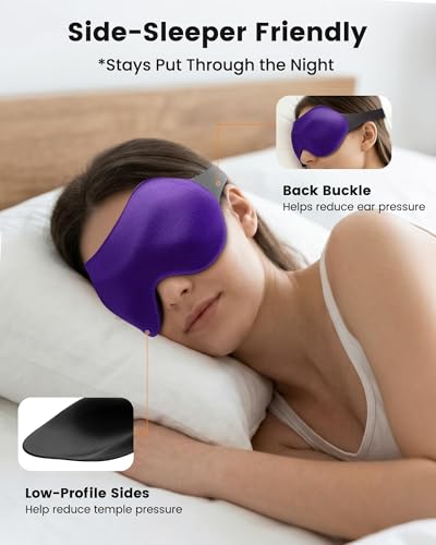 3 Pack Sleep Masks for Women & Men: True Blackout Eye Mask for Sleeping, 3D Contoured Zero Eye Pressure, Lash-Friendly (Blink Freely), Side Sleeper Comfort, Adjustable Strap Blindfold, Night Eye Cover - Image 5
