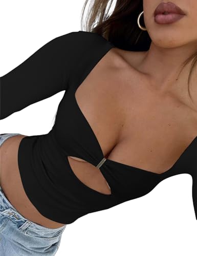 Women's Trendy Holiday Long Sleeve Sweetheart Neck Going Out Crop Tops Cute y2k T Shirts Slim Fitted Corset2