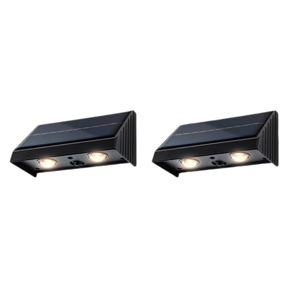 UDSKNV[KSL Waterproof Solar Lights Outdoor 2PCS 3000K Warm White LED Downlights Dusk to Dawn for Fence, Wall, Address