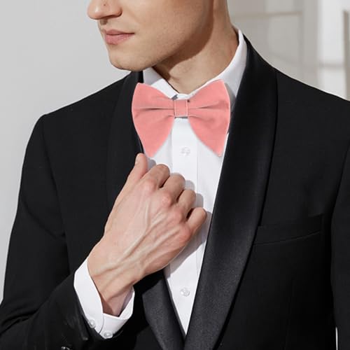 Image of Alizeal Velvet Pre-tied Adjustable Bow Tie for Men Oversize Formal Solid Tuxedo Bowtie