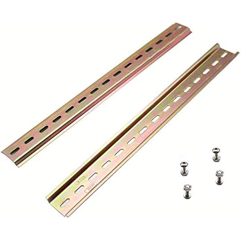 Din Rail, Her Kindness DIN Mounting Rail 35mm Width Slotted Design Steel Rail 11.88in / 300mm Long, for ts35 DIN Rail Terminal Series and Contactor (2pcs) Cover