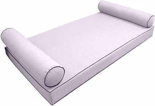 Style5 Twin Outdoor Daybed Mattress Bolster Contrast Piped Trim Insert Cover Complete Set - AD107