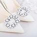 JWICOS 1 Pair Rhinestone Shoe Clips Crystal Pearl Shoe Buckles Fashion Shoe Charms Accessories Shoe Jewelry Decoration for Women Pumps Heels Shoes (Silver), freesize