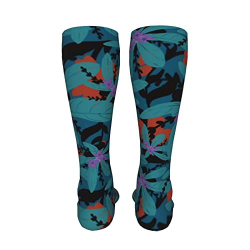 Blauwe Bloemen Heren Kniekousen voor Vrouwen, Boho Over De Kalf Sokken voor Mannen, Dikke Warme Lange Buis Sokken Bulk Casual Mid Calf Sokken (04), 04, one size - Afbeelding 4