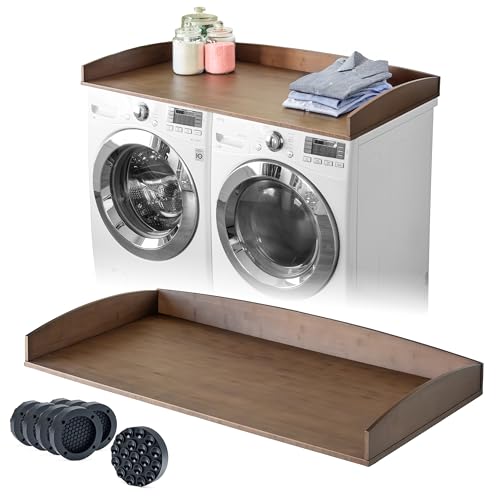 Nedura Washer Dryer Countertop with Anti-Vibration Pads, Curved Edge Rails,