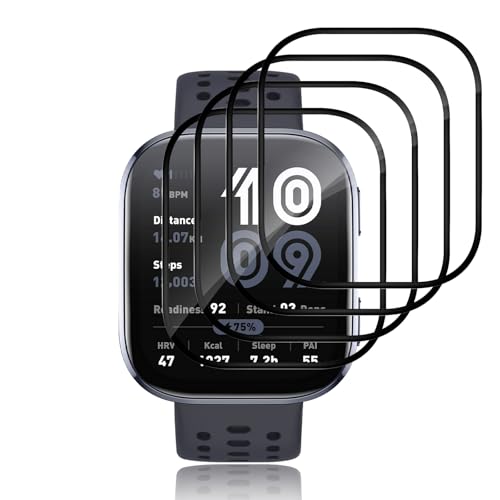 Funrae Protector de Pantalla para Amazfit Bip 6, 9H HD Flexible Película de TPU Sin Burbujas Sin Bordes Elevados Cristal Templado Vidrio Templado [3D Cobertura Completa] [4 Piezas]