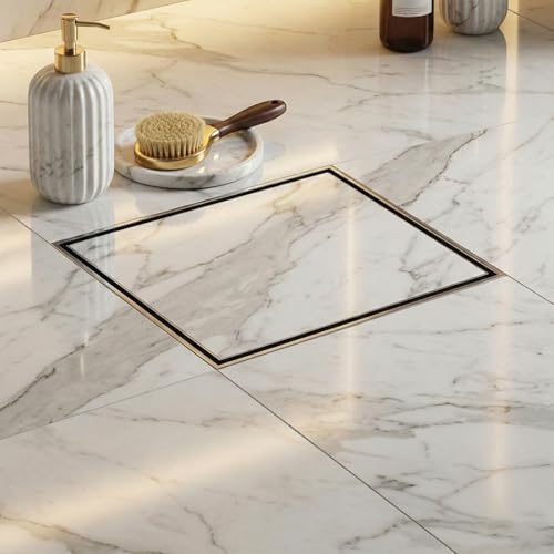 Image of ARQUIN Tile Insert Floor Drain 5x5 Inch 304 Grade Stainless Steel Invisible Bathroom Drain Jali Floor Drainer Without Anti-Cockroach Trap | Square Drainer for Bathrooms 1 mm Thickness
