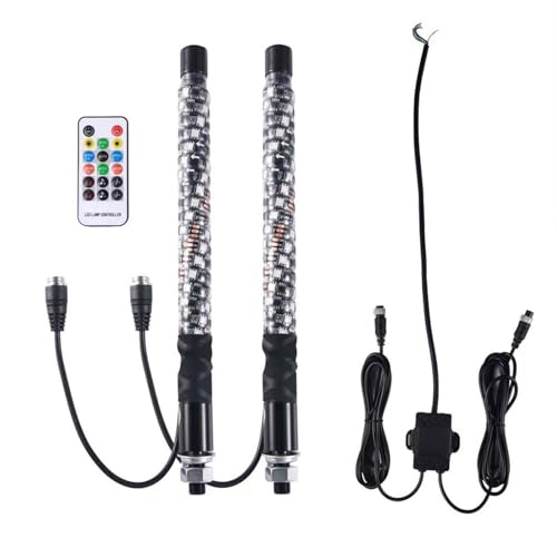 Ronyme Fouets d'antenne éclairés, la pièce de lumières de fouets LED RVB remplace la Lampe en Spirale 1 Pied avec télécommande de Clignotants pour UTV