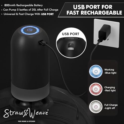 Automatic Water Dispenser Pump for 20 Litre Bottle | Big Battery - Portable USB Rechargeable Water Pump Dispenser for Home, Office | 1 Year Warranty, Black - Image 5