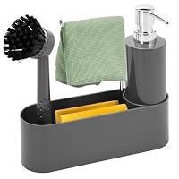 Bremermann Organizer Da Lavello In Acciaio Inox – Porta Spugna E Porta Spazzole, Vassoio Antigoccia, 18x13x12 Cm