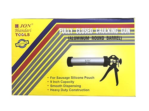 Image of Jon Bhandari Tools Manual Aluminium Caulking Gun - Fully Enclosed Barrel for 310ml Silicone Sealant Cartridges | 9 inch Heavy Duty Applicator for Professionals, DIY, Hobbyists