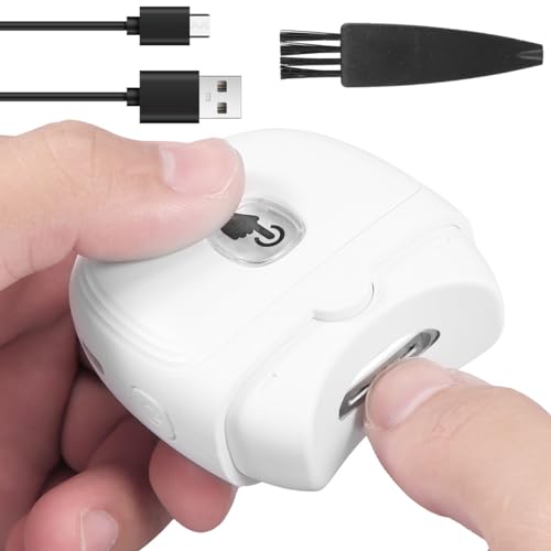 Electric Nail Clippers Automatic Nail Trimmer USB Fingernail Cutter Electric Nail Sharpener with LED Light & 2 Speeds Rechargeable Nail Cutter Safety Nail Clipper for Baby Kids Adults Seniors (White)