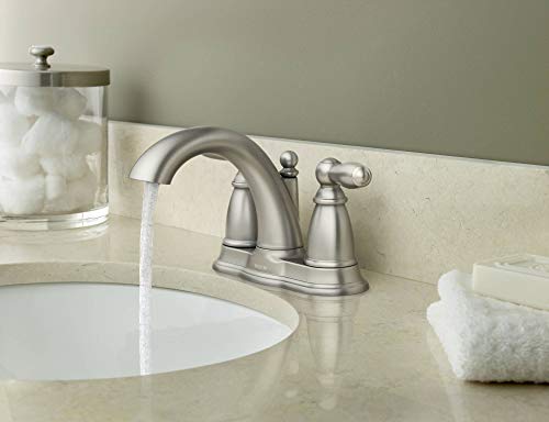 Moen Brantford Chrome Two-Handle Low-Arc Traditional Centerset Bathroom Faucet with Drain Assembly, 6610 thumbnail 5