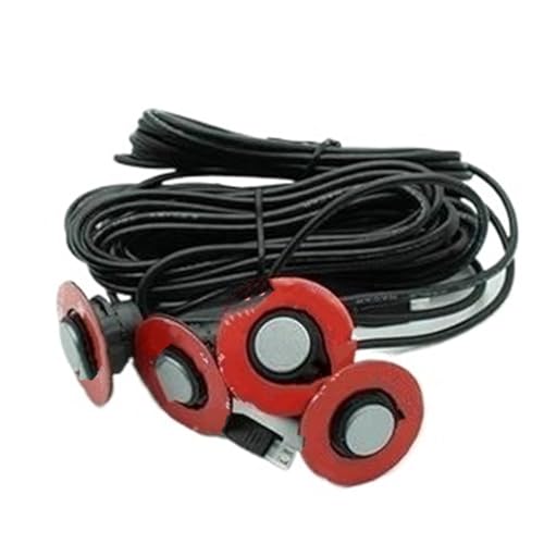 Sensor De Aparcamiento Delantero Y Trasero Radar Marcha Atrás para Coche Parktronic 4 Sensores Sensor Aparcamiento, Zumbador Detector Asistencia, Sonda Plana, Kit 12 V Universal(Gray)