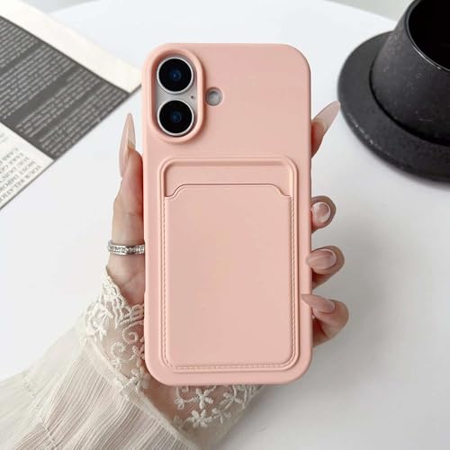 GXZJFC Funda Tipo Cartera con Ranura para Tarjeta para iPhone 16, 15, 14, 11, 12, 13 Pro MAX, XS, XR, X, 8, 7 Plus, SE, de Silicona Mate, Color Rosa, para iPhone X