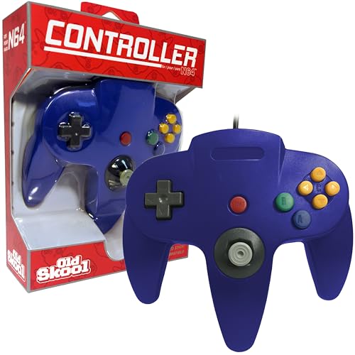 Old Skool N64 Wired Game Controller Joystick for Nintendo 64 - Blue Gamepad