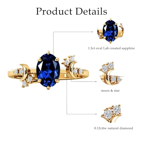 10K 14K 18K Gold 0.12cttw Natural Diamond Moon Goddess Gemstone Engagement Rings for Women 1.5ct Oval Natural Gemstone Promise Anniversary Wedding Rings4