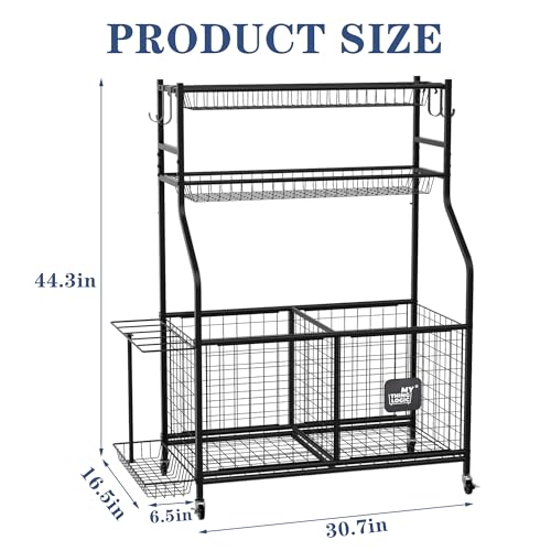 Mythinglogic Sports Equipment Garage Organizer,Garage Ball Storage for Sports Gear and Toys, Rolling Ball Cart with Wheels for Indoor/Outdoor Use