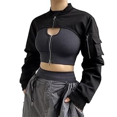 Emo Crop Top Alt Rave Crop Coat Long Sleeve
