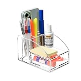 Ikee Design Acrylic Premium Desktop Office Supplies Organizer w/Post It Note Pad Holder, Mail Storage & 3 Pencil Slots