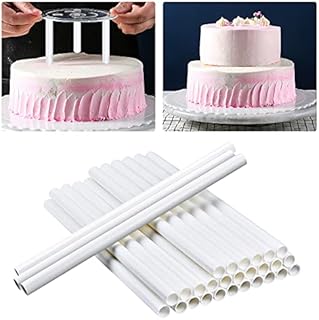 30 Pcs Cake Dowel Rods, 9.5 Inches White Plastic Cake Support Rods, Thicken Cake Round Dowels Straws with 0.4 Inch Diameter for Tiered Cake Construction and Stacking Supporting
