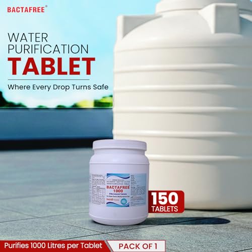 Image of 1000 Water Purification Tablets - Chlorine Tablets for Overhead & Underground Tanks | Purifies 1000 litres per Tablet | Kills Bacteria & Prevents Algae | 150 Units (Pack of 1)