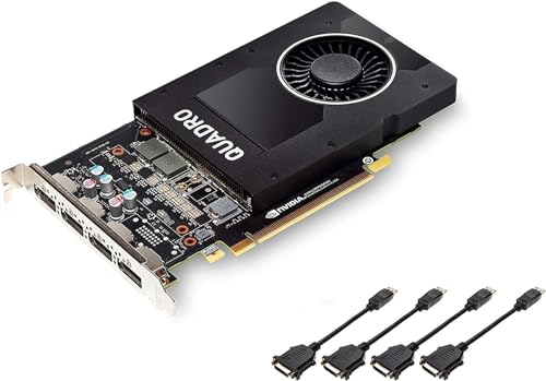Nvidia Quadro P2000 - Tarjeta gráfica GDDR5 de 5 GB de una sola ranura - 1024 núcleos CUDA, 3.0 TFLOPS, 160 bits, 140 GB/s, 4 DisplayPort 1.4, consumo de energía de 75 W, PCI Express 3.0 x16