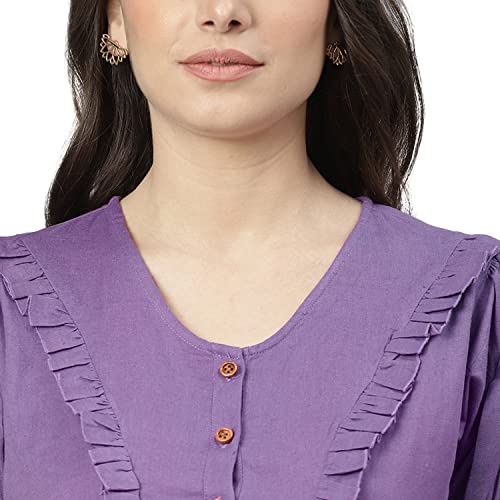 Image of DEEBACO Women's Solid Calf Length Top with Trouser|V-Neck|Short Sleeve|Cord Set for Women Cotton|Jumpsuits Western Dress for Women Stylish|Two Piece Co ord Set|Party Casual Wear(Aqua Blue)