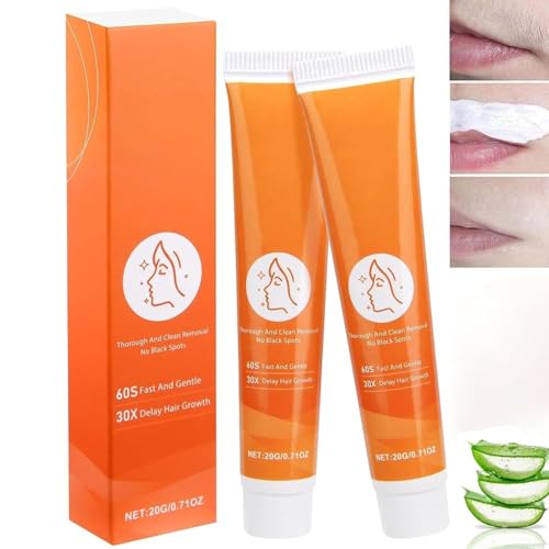 2 Stück Enthaarungscreme Gesicht, Gesichtshaarentfernungs Creme, Haarentfernung Gesicht Damen, Beruhigende Enthaarungscreme Für KöRper, Hair Off Haarentferner Lippenhaarcreme
