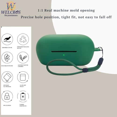 Image of WELCROS Soft Silicone Case Cover for Sony WF-C710N | C710NSA with Lanyard (Green)