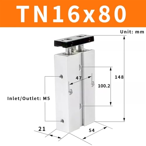 Vérin pneumatique Compact TN16 double action alésage 16mm course 80mm - 3