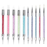 Design élégant : Ce stylo nail art en silicone propose 20 embouts différents, dont 10 embouts à bille en métal, 5 embouts pinceaux en silicone et 5 brosses métalliques pour sculpter, sculpter, modeler l'argile, façonner, etc.