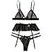 Kalkaly Reggiseno Floral Lingerie e Cinture Pezzo Lace Women's Panty 3 Set con Garter Sexy Termica Elettrica