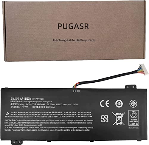 PUGASR AP18E7M Laptop Akku Kompatibel mit Acer Nitro 5 AN515-54 AN517-51 Nitro 7 AN715-51 Aspire 7 A715-74G Predator Helios 300 PH315-52 PH317-53 Triton 300 PT315-51 AP18E8M 15.4V 58.75Wh