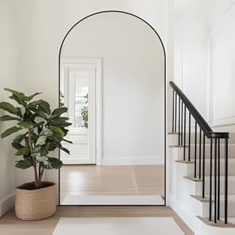 Antok Full Length Mirror, 44"x88" Oversized Floor Mirror with Stand for Bedroom, Living Room Cloakroom, Black, Arch Style