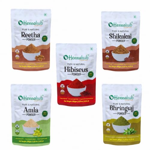 Hennahub Amla, Reetha, Shikakai, Bhringraj and Hibiscus Powder fo...