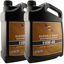 SUNOCO 3143-003 3143 Super C Gold 15W-40 Synthetic Blend Diesel Engine Oil 1 Gallon API CK-4 Pack of 2
