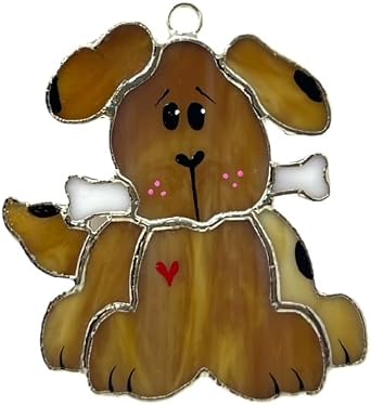Glass Cover Dog with Bone/Dog Gift/Stained Glass