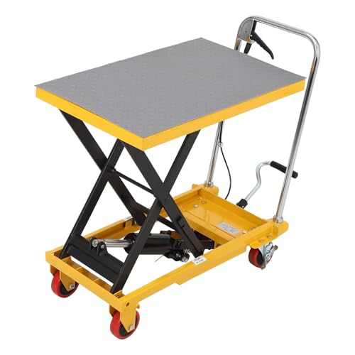 Image of 500 Lbs Hydraulic Lift Table Cart, 28.5" Lifting Height, Manual Single Scissor Lift Table with 4 Wheels and Non-Slip Pad, Hydraulic Scissor Cart for Material Handling