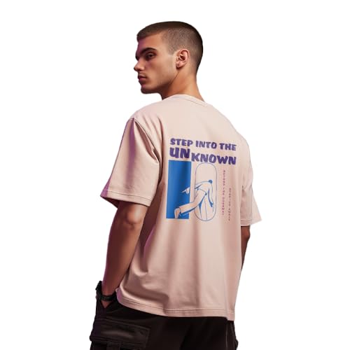 Image of Nobero Men's Oversized Graphic T-Shirt for Men | Soft Cotton | Drop Shoulder Relaxed Fit | Printed Casual Tshirt for Men