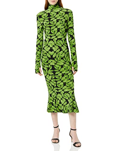 Norma Kamali Women's Long Sleeve Turtle Fishtail Dress To Midcalf, Multicolor, S #TOP16