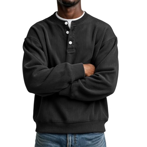 Corduroy Long Sleeve Henley Shirts for Men Casual Pullover Fall Shirt - image 6