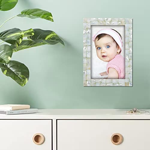 Picture Frames Chic Photo Frame Mother Of Pearl Handmade Vintage 4X6 Green #TOP4