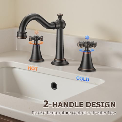 Hurran 8'' Widespread 2-Handle Bathroom Faucet, Vintage ORB by Hurran - Used condition - Image 6
