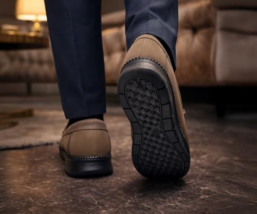 Image of Kraasa Men's Casual Loafers | Synthetic Leather Upper | Comfortable PU Sole | Slip-On Buckle Office, Party Shoes