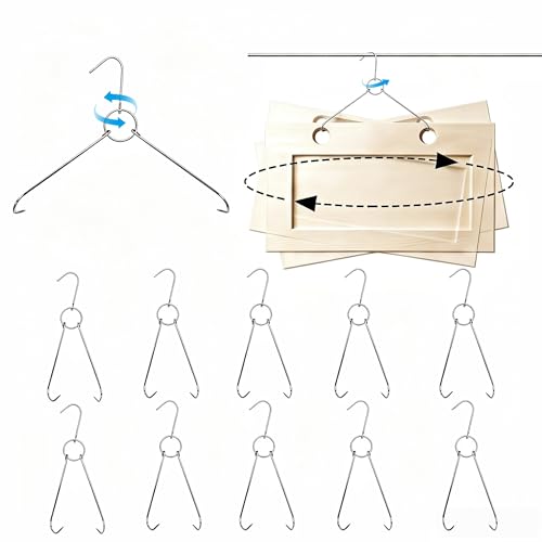 Mitoltpoci 10 Pack Sharp Dual-Hook 360 Rotating Cabinet Door Hangers for Spray Painting Anti-Fall Design Up to 14.2 Wide 0.16 Thick(Hold 65LBS) No-Drill Drying Rack Clips for Woodworking & DIY