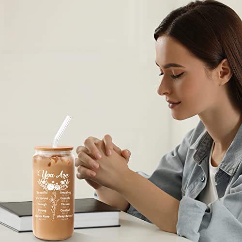 Christian Gifts For Women, Mothers Day Gifts, Communion Religious Cups Glass Tumbler Water Bottles For Mom Her Friends Female, Spiritual Faith Inspirational Gratitude Motivational God Godly Bible Gift #TOP4